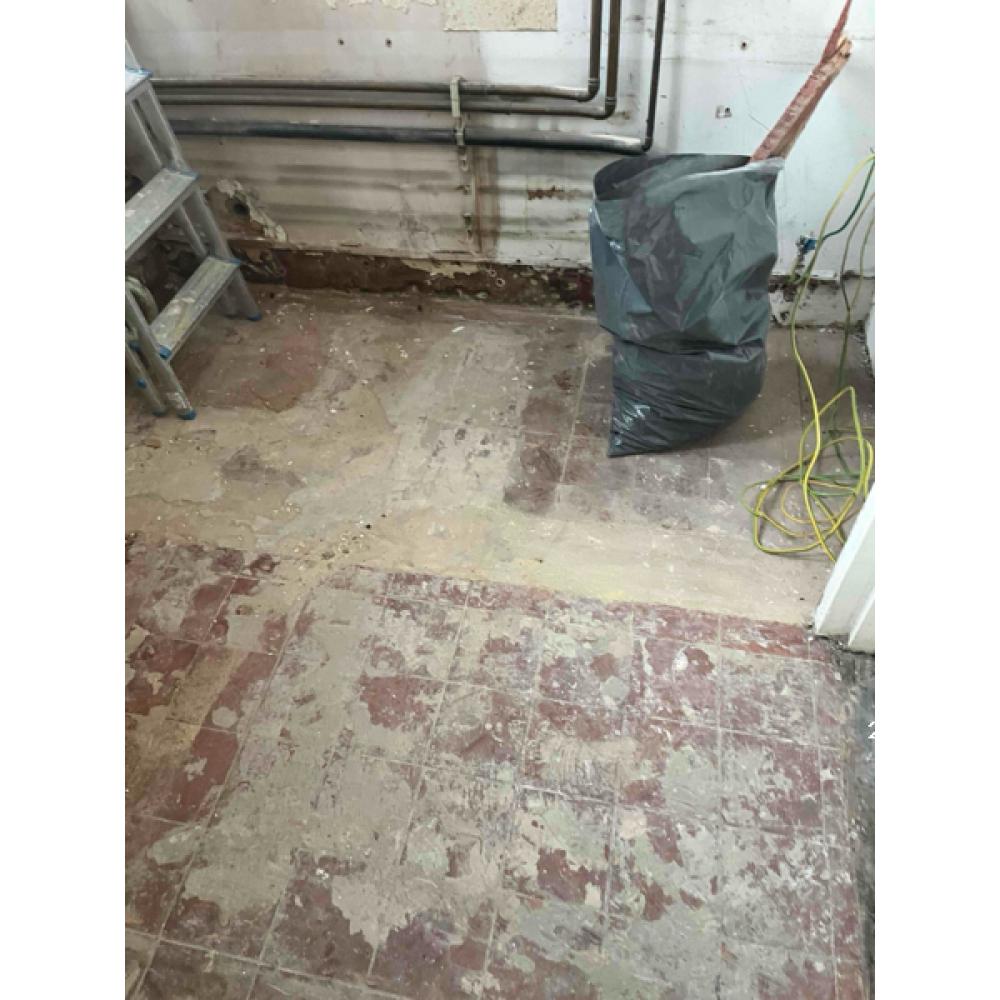Exposed waste pipework with site waste bagged and removed