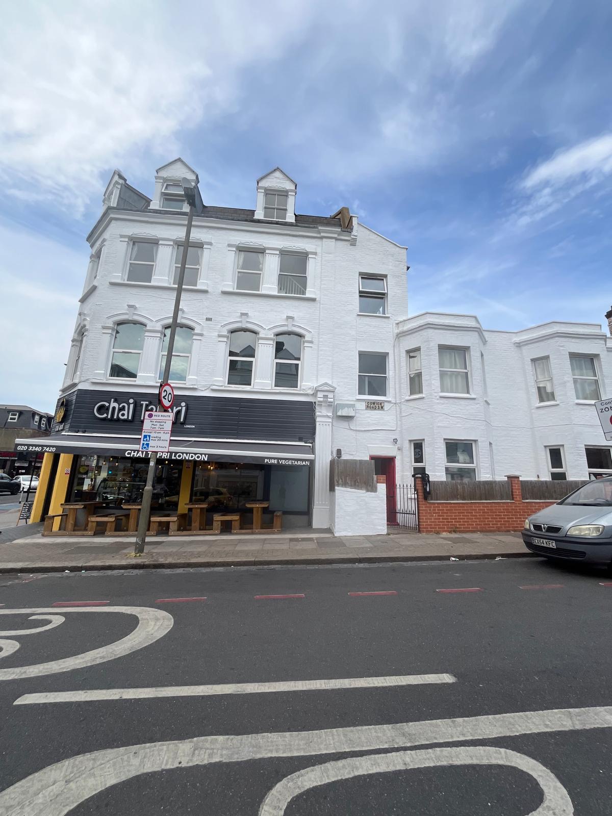 Finished front elevation and shop fronts after the external redecoration